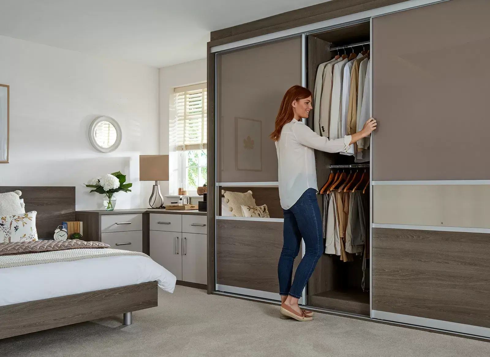 Built-in wardrobes with sliding doors in Johannesburg bedroom